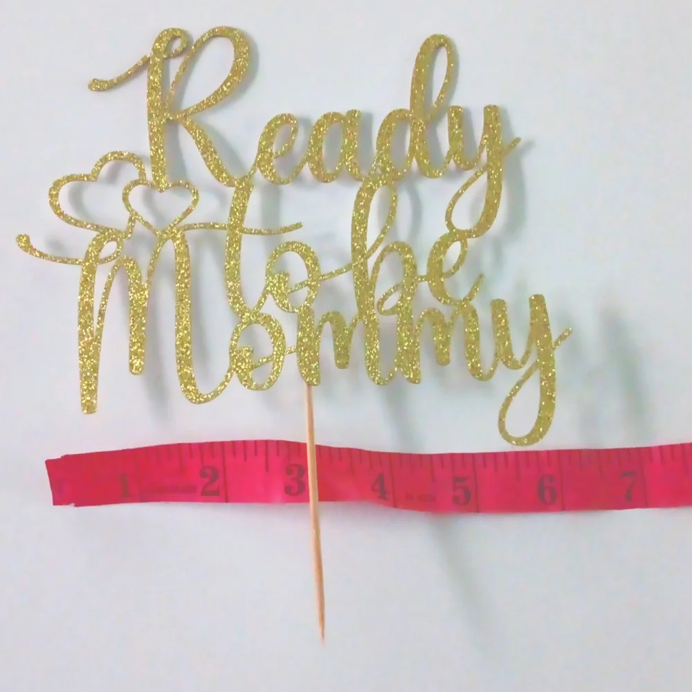 Gold 'Ready to be Mommy' Cake Topper